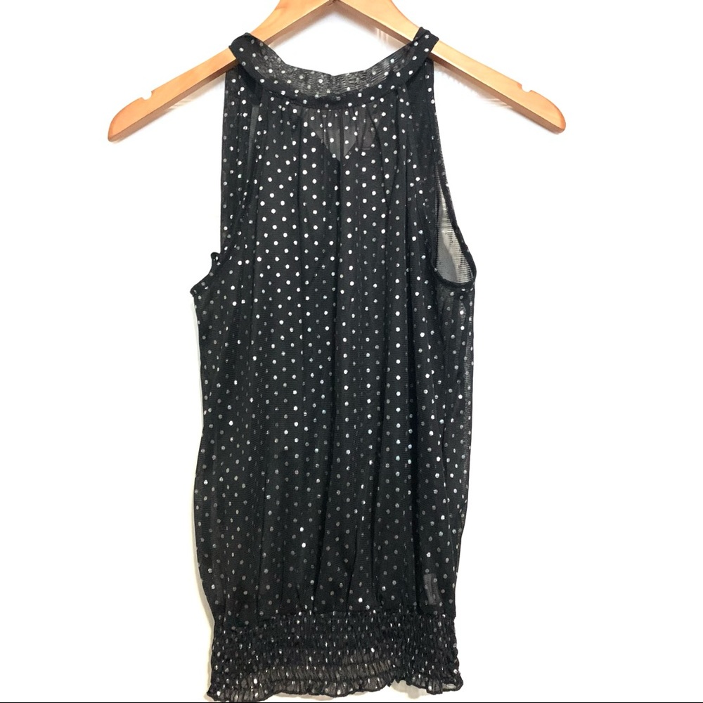 Agaci halter black & silver polka dots blouse s-M